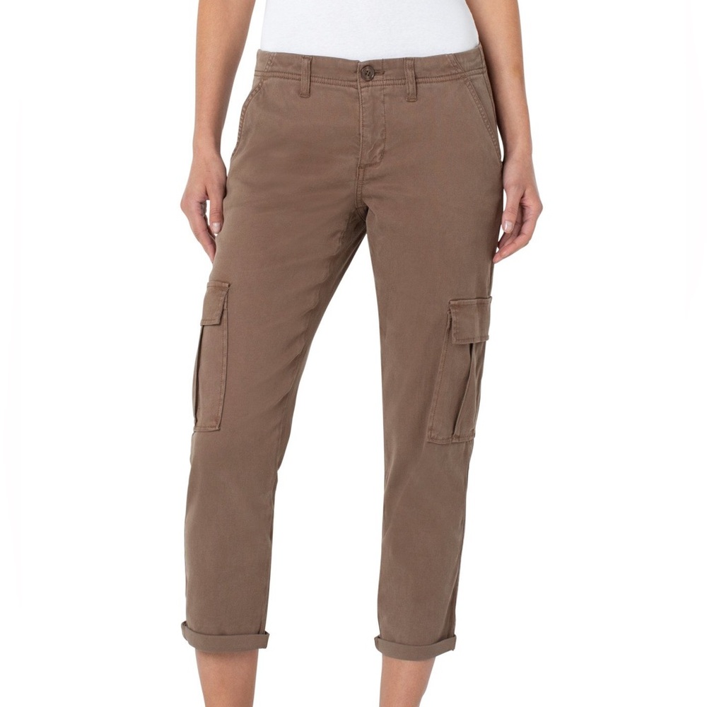 Liverpool Los Angeles Women’s Toffee Brown Crop Cuff Cargo Pants, Size 4 / 27
